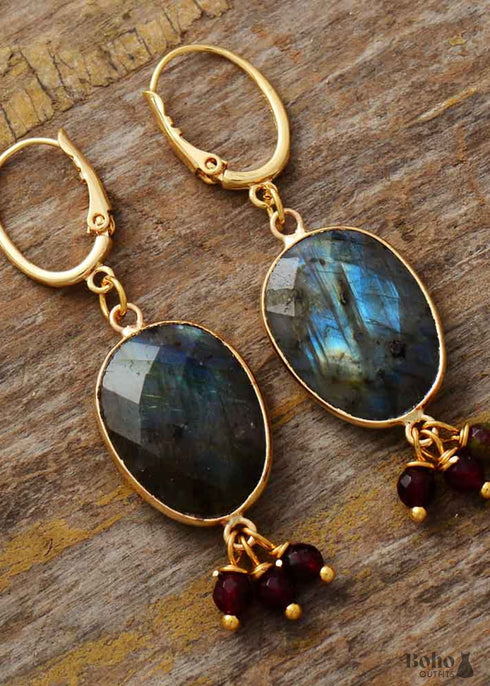 Boho Earrings, Dangle Earrings, Labradorite